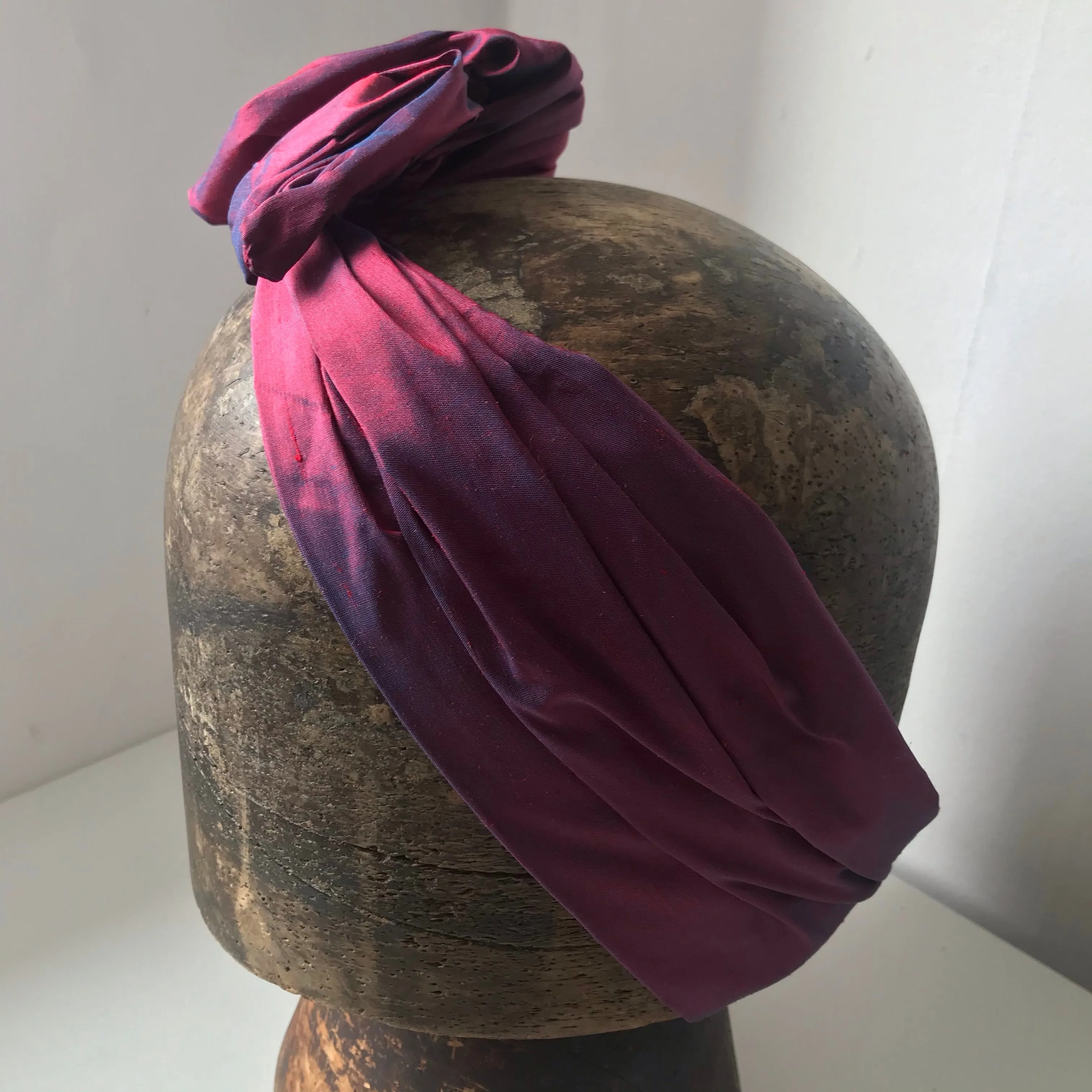 Ruby red silk wired hairband