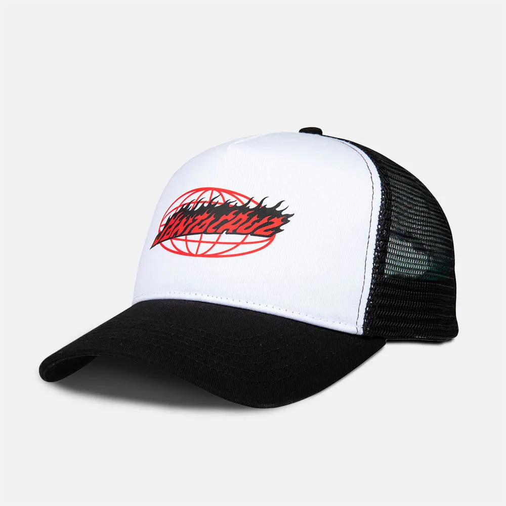 Santa Cruz - Global Flame Oval Meshback Cap - White / Black