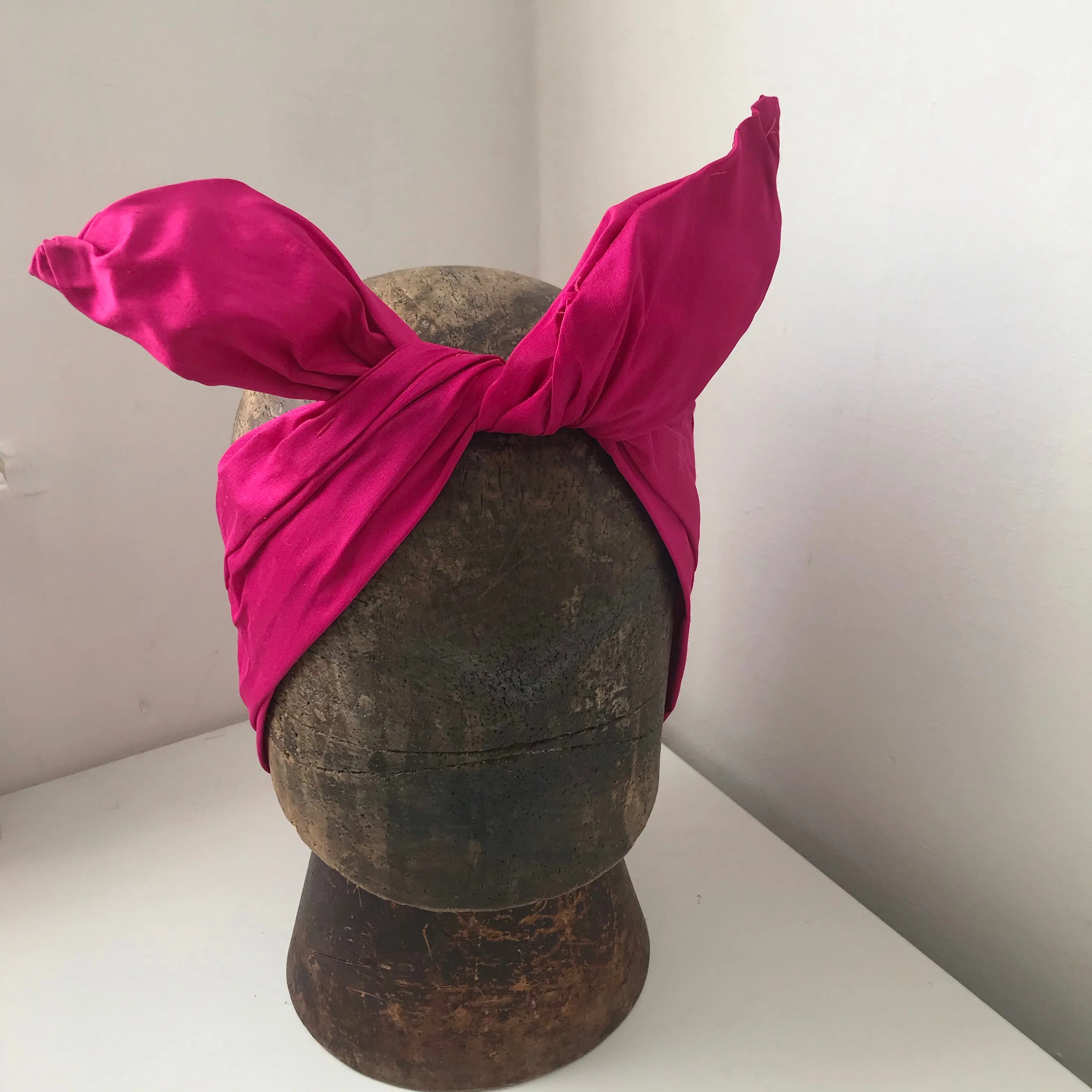 Shocking pink silk wired hairband
