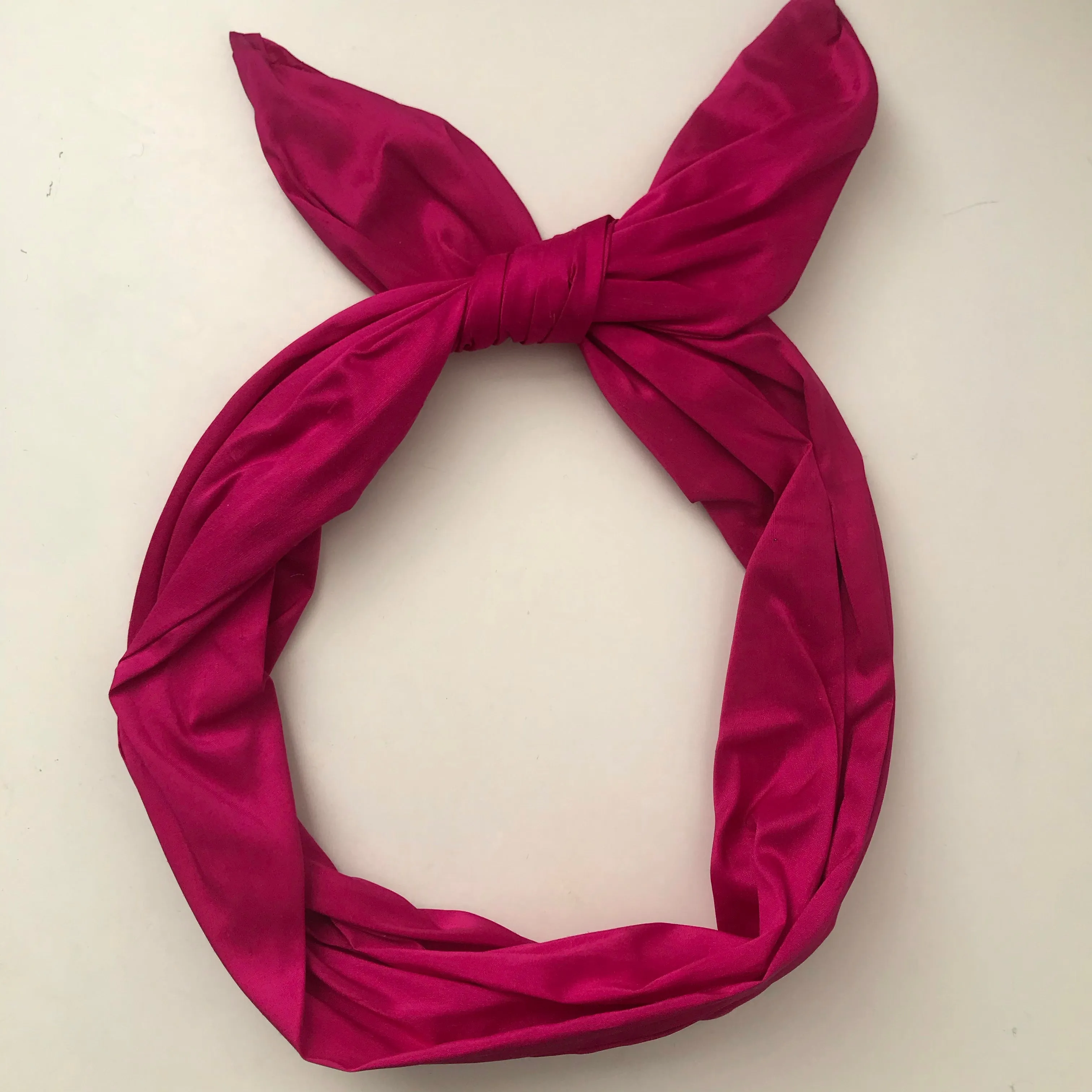 Shocking pink silk wired hairband