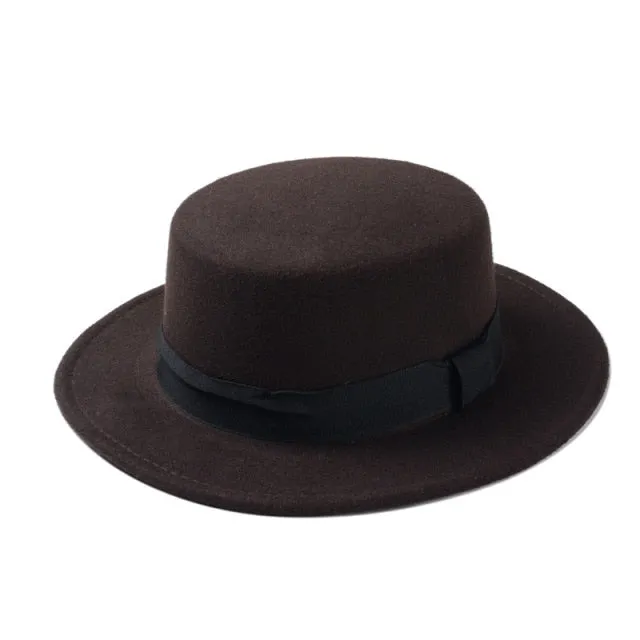 Silverstein - Dark Academia Flat Wide Brim Top Hat Felt Gambler