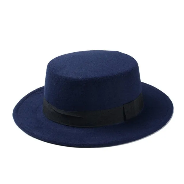 Silverstein - Dark Academia Flat Wide Brim Top Hat Felt Gambler