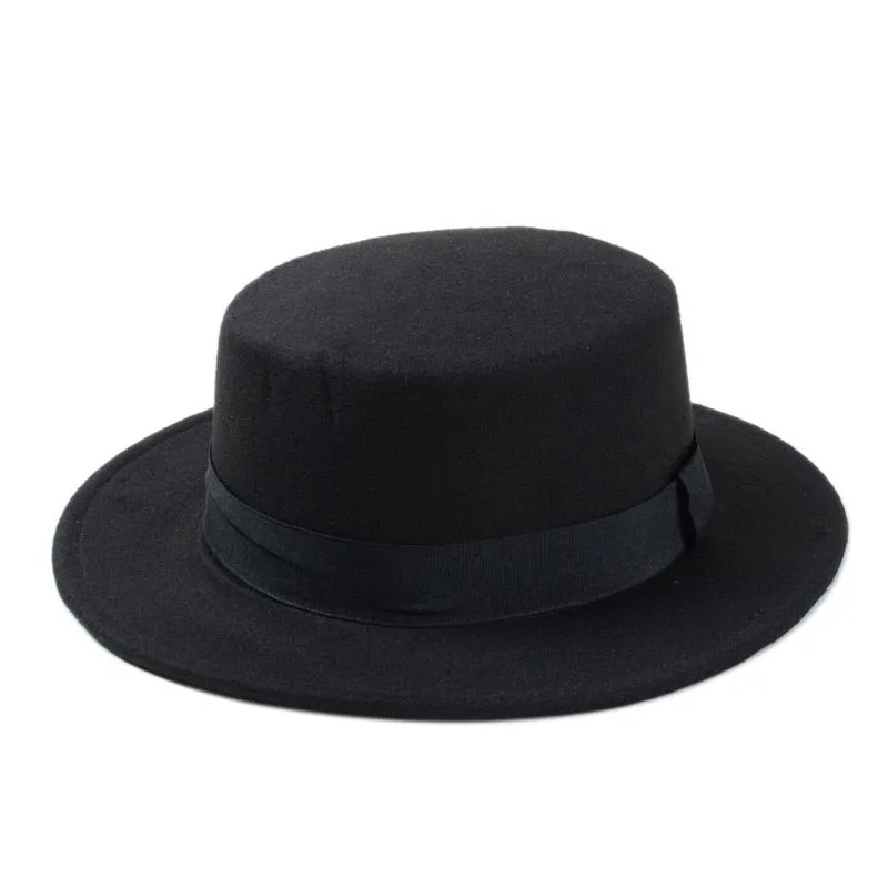 Silverstein - Dark Academia Flat Wide Brim Top Hat Felt Gambler