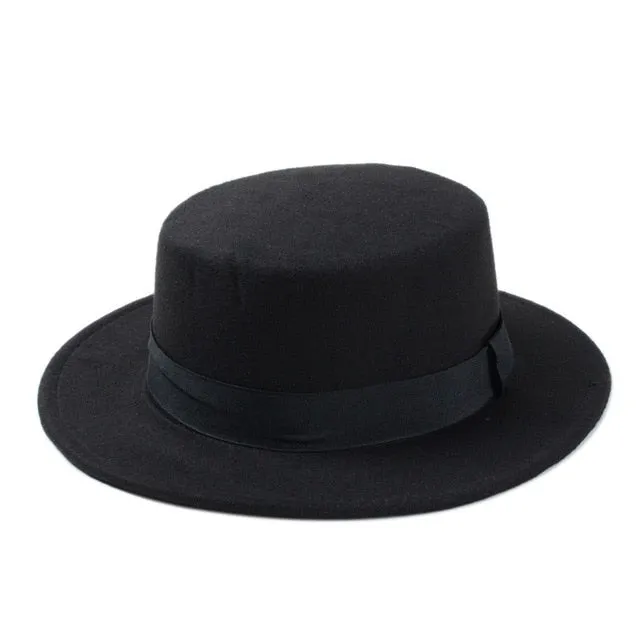 Silverstein - Dark Academia Flat Wide Brim Top Hat Felt Gambler