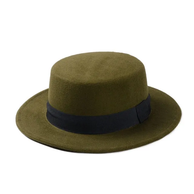 Silverstein - Dark Academia Flat Wide Brim Top Hat Felt Gambler