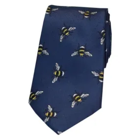 Soprano Navy Bumble Bee Luxury Silk Tie