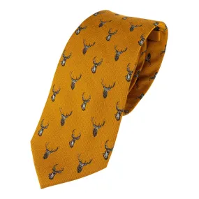 Stag Silk Tie in Mustard