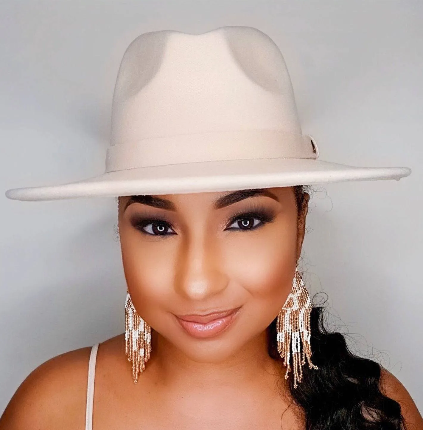 Still Trending | Wide Brim Panama Felt Fedora Hat - Light Pink