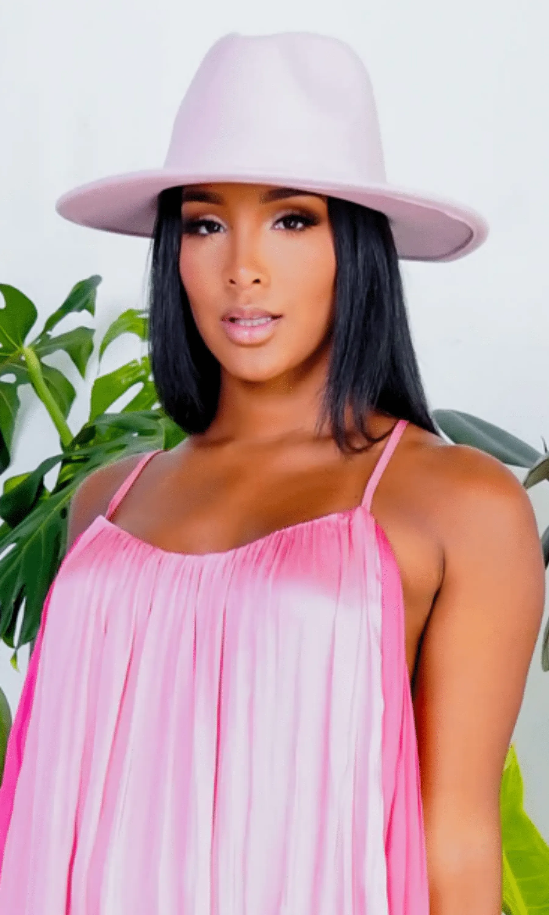 Still Trending | Wide Brim Panama Felt Fedora Hat - Light Pink