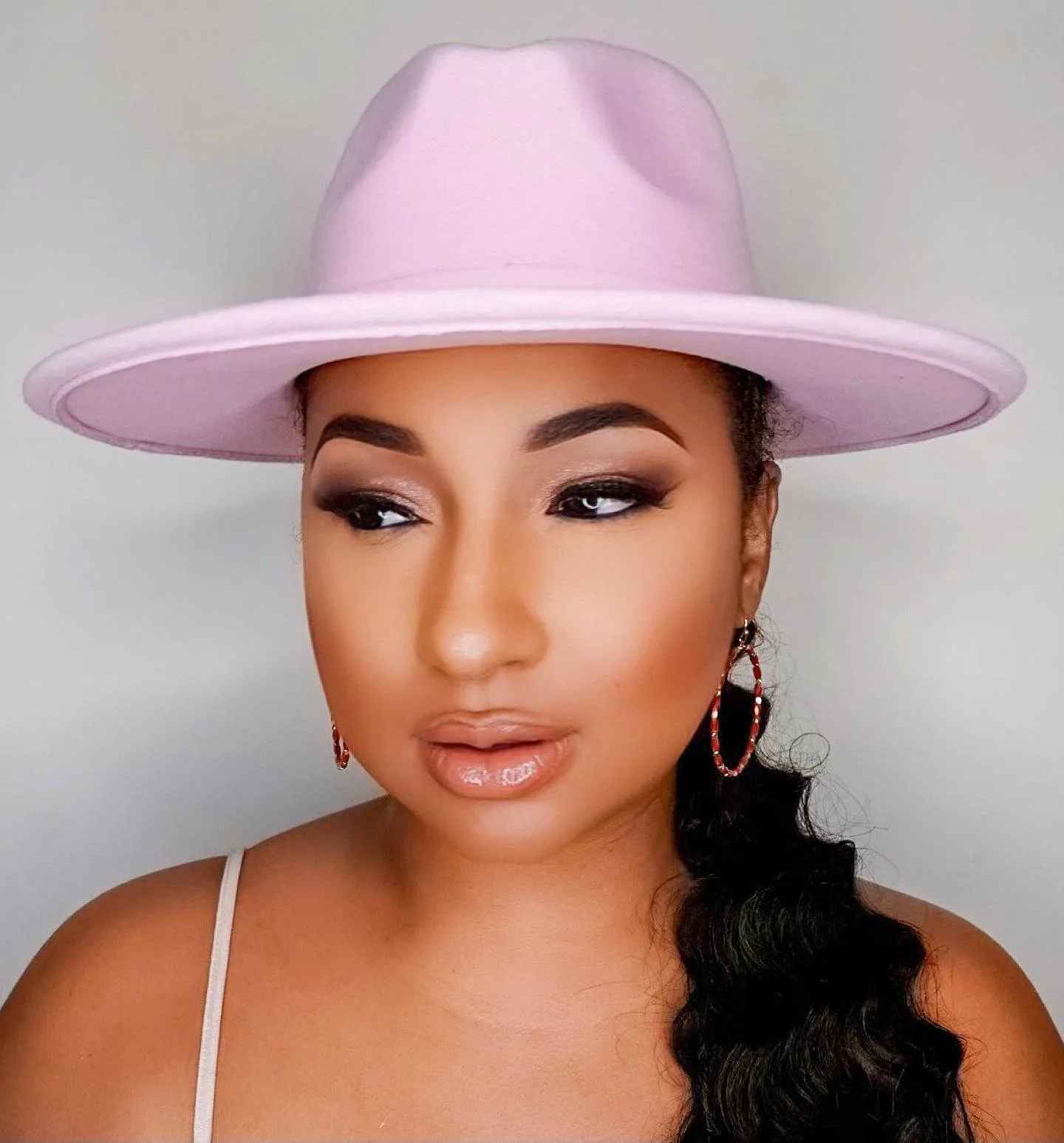 Still Trending | Wide Brim Panama Felt Fedora Hat - Light Pink