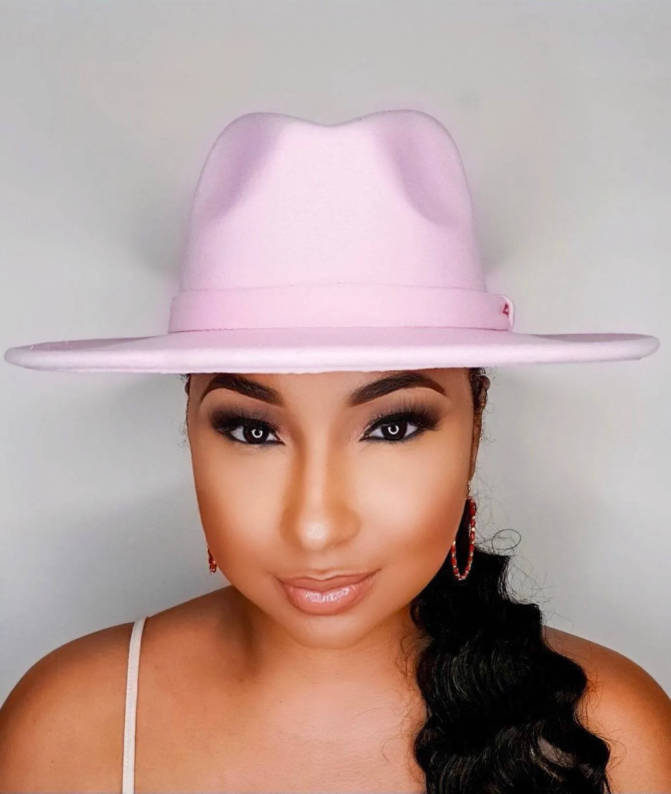 Still Trending | Wide Brim Panama Felt Fedora Hat - Light Pink