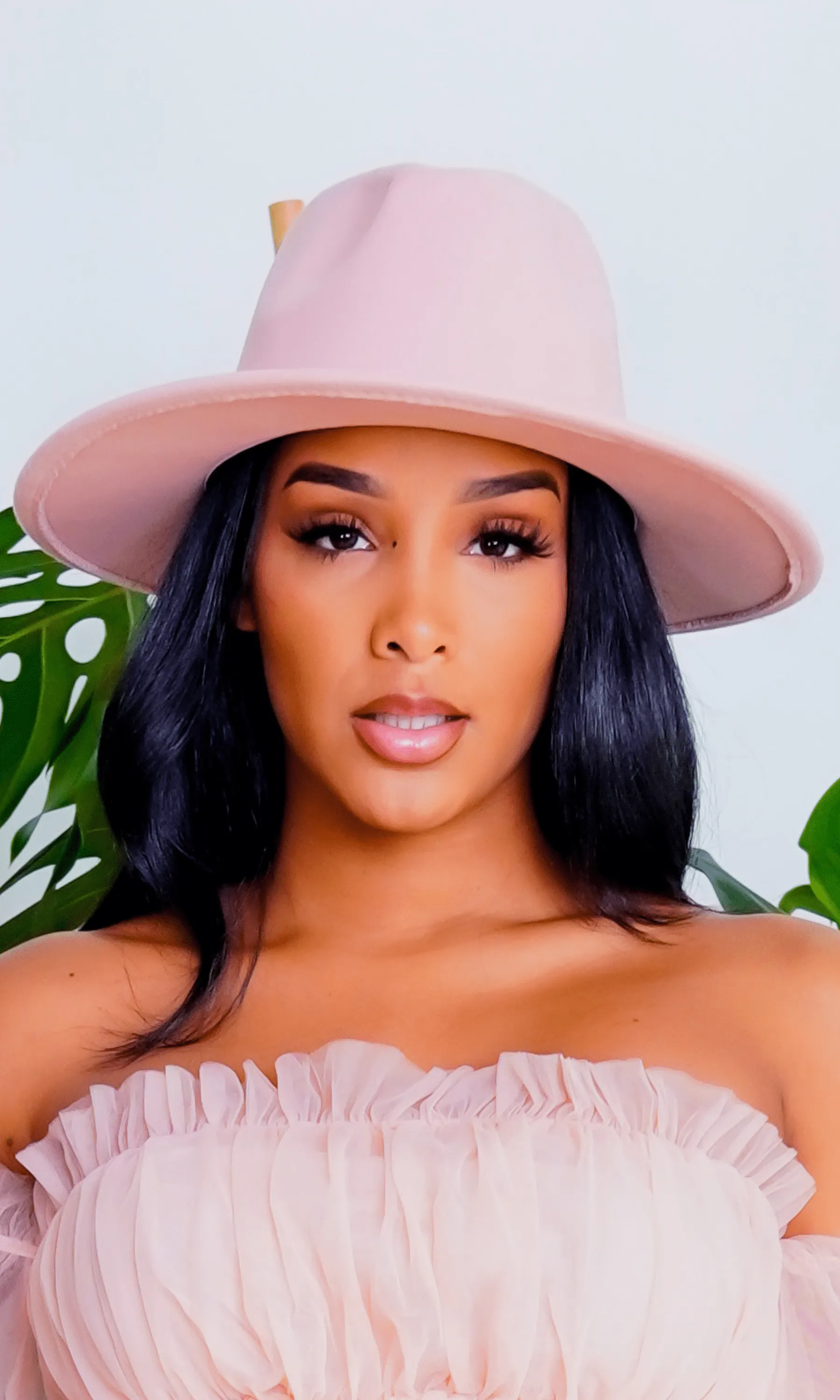 Still Trending | Wide Brim Panama Felt Fedora Hat - Light Pink