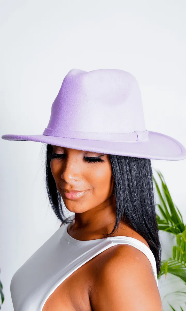 Still Trending | Wide Brim Panama Felt Fedora Hat with Band - Royal Blue
