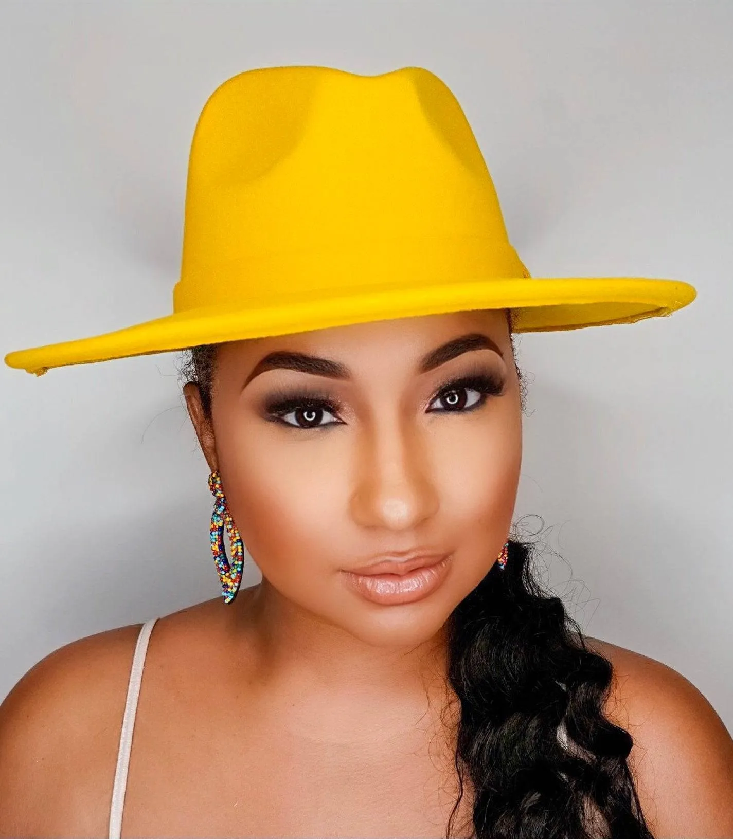 Still Trending | Wide Brim Panama Felt Fedora Hat with Band - Royal Blue