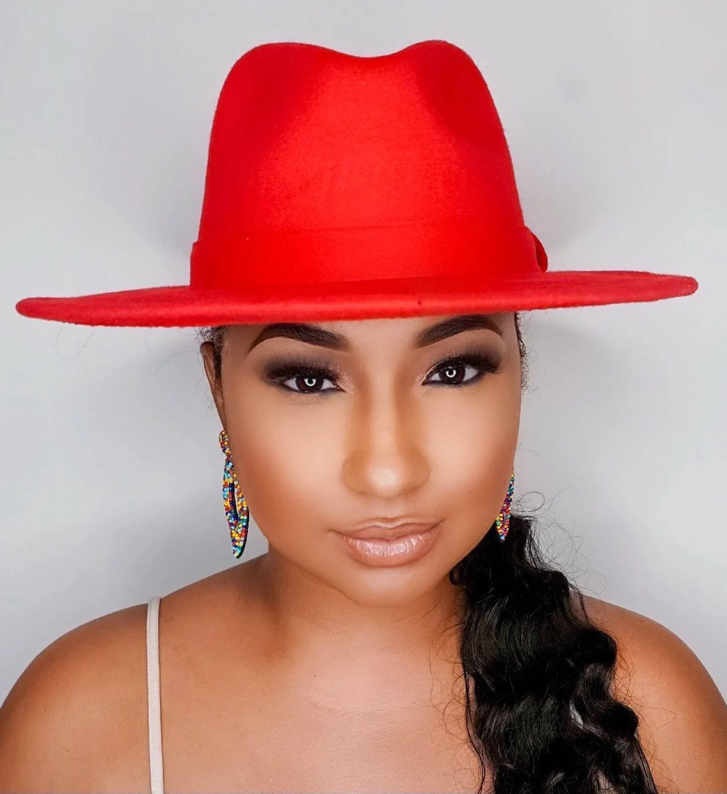 Still Trending | Wide Brim Panama Felt Fedora Hat with Band - Royal Blue