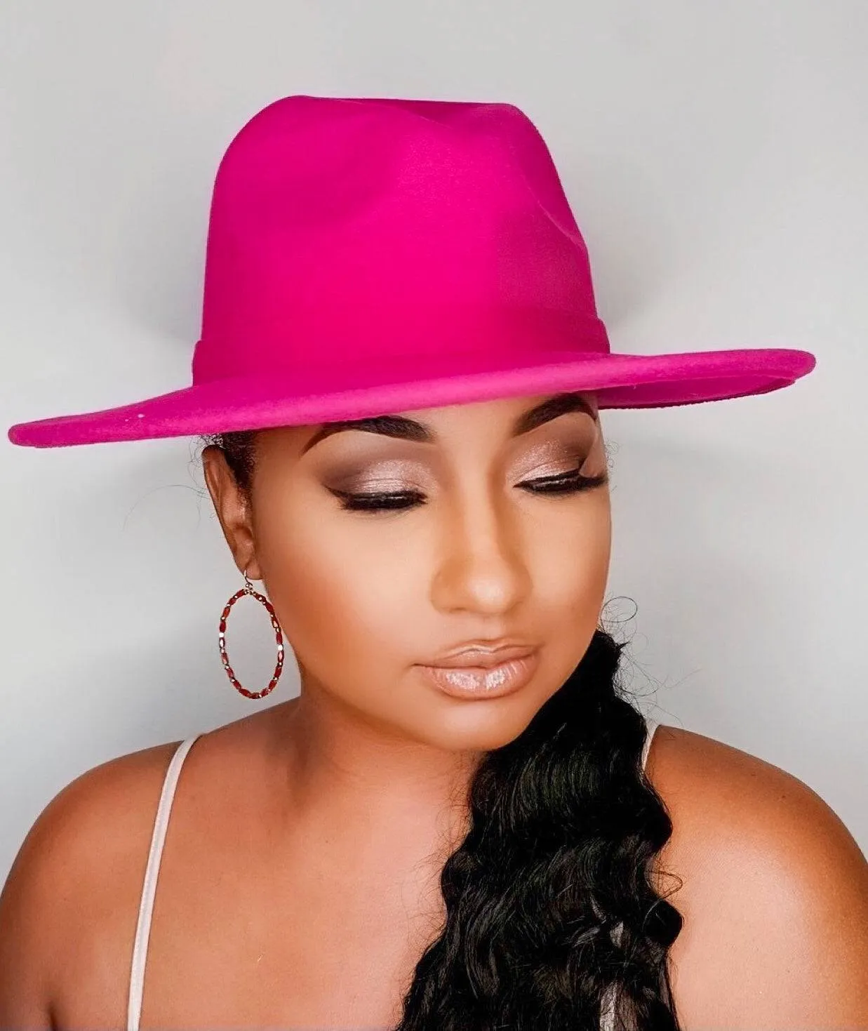 Still Trending | Wide Brim Panama Felt Fedora Hat with Band - Royal Blue