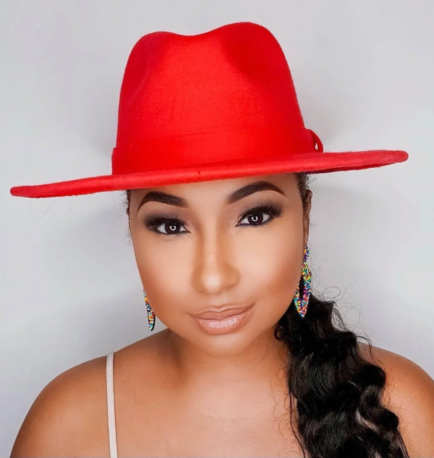 Still Trending | Wide Brim Panama Felt Fedora Hat with Band - Royal Blue