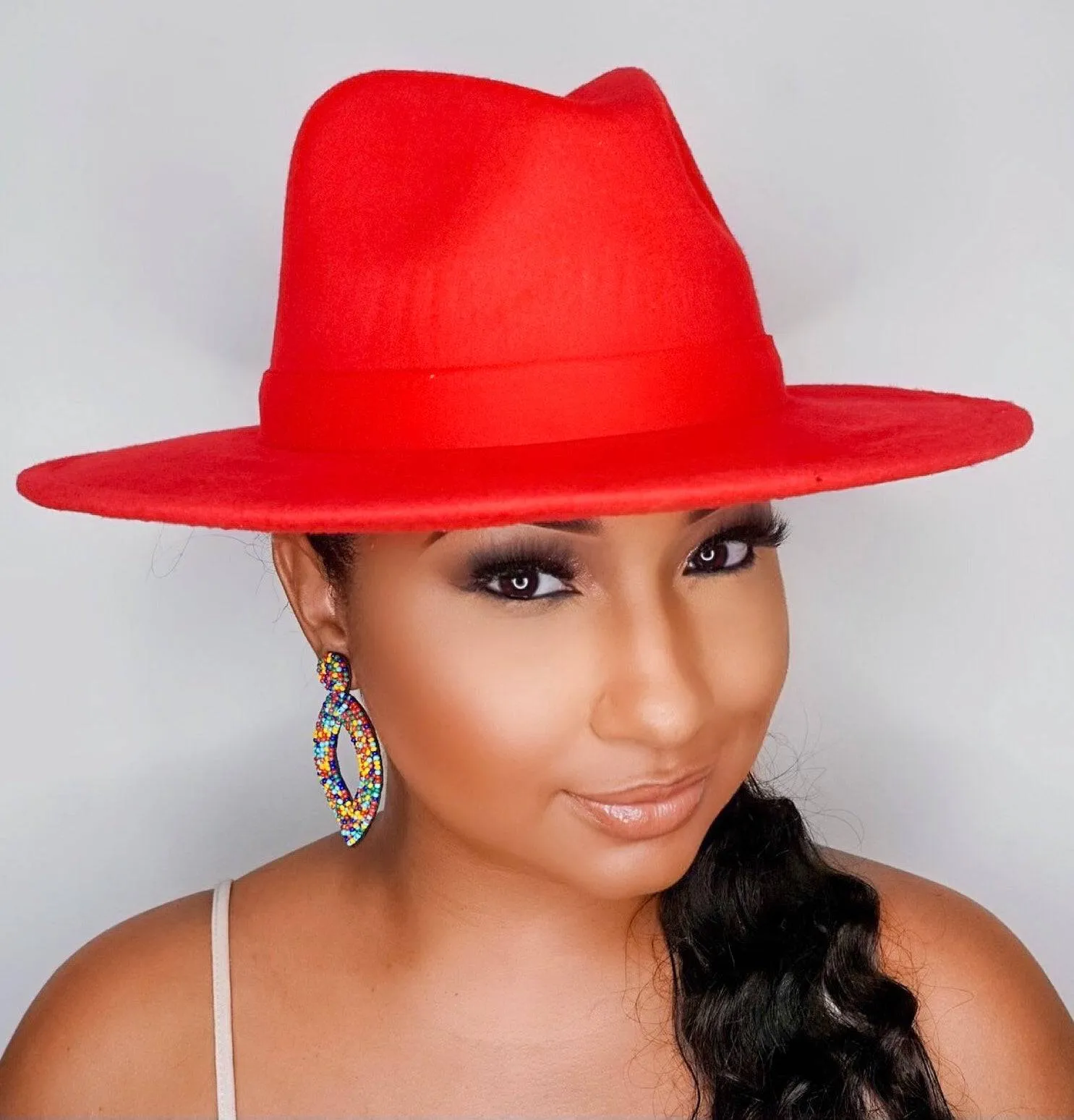 Still Trending | Wide Brim Panama Felt Fedora Hat with Band - Royal Blue