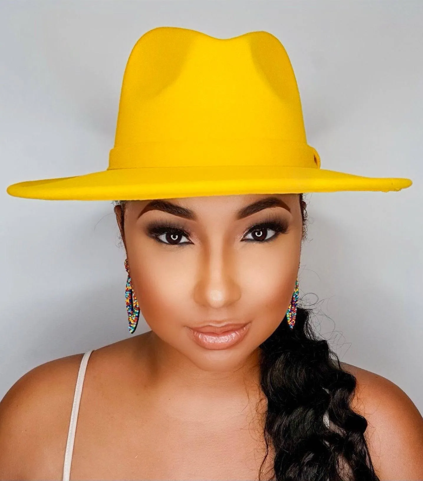 Still Trending | Wide Brim Panama Felt Fedora Hat with Band - Royal Blue