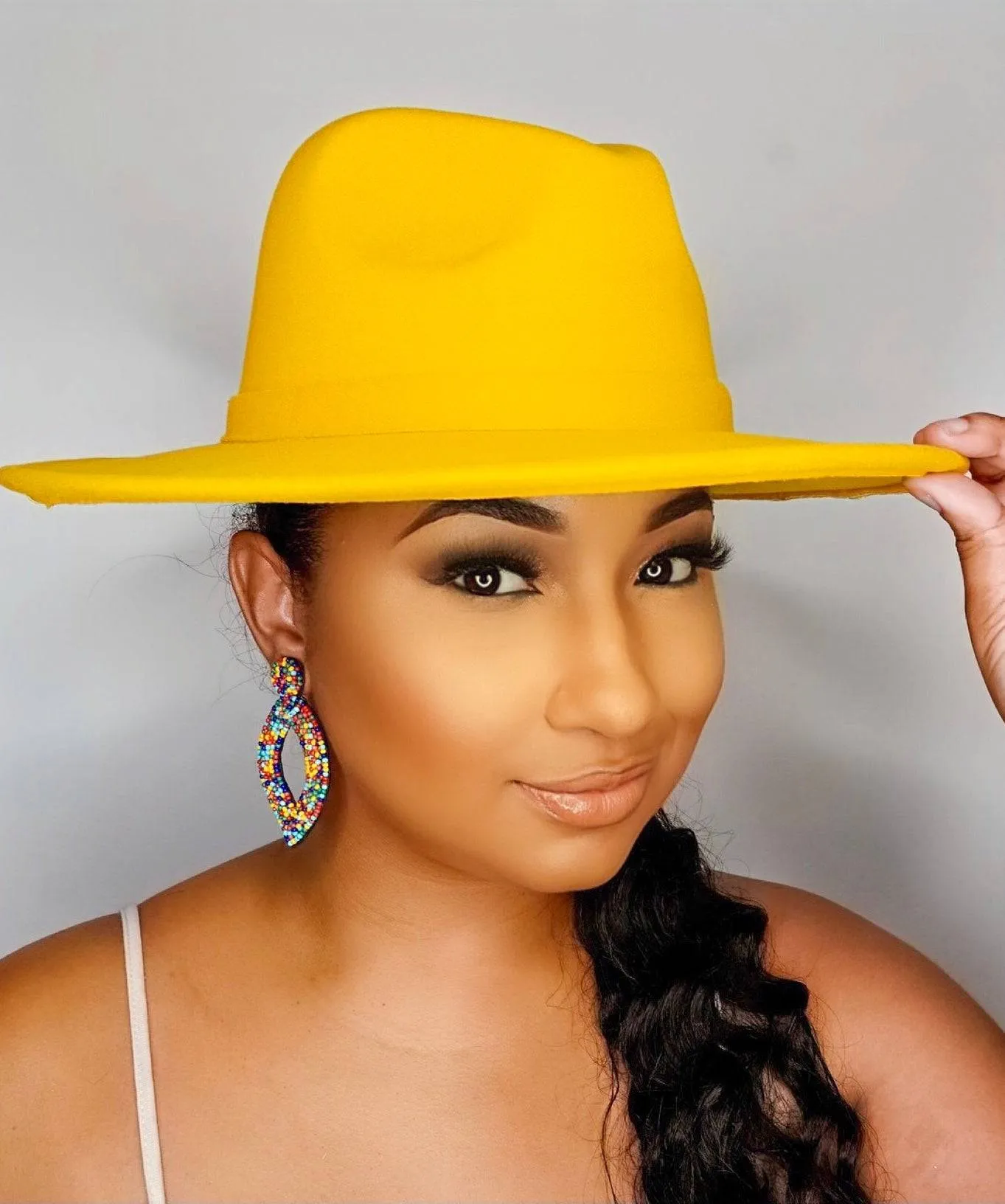Still Trending | Wide Brim Panama Felt Fedora Hat with Band - Royal Blue
