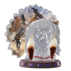 The Bradford Exchange Mystic Canyon Spirits in the Wind Collection Handcrafted Native American Crystalline Warrior and Eagle Sculpture by Ted Blaylock 6"-Inches