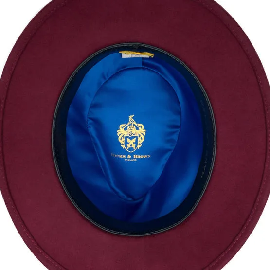 The Chelsworth Fedora in Maroon (Bronze Luxe Feather)