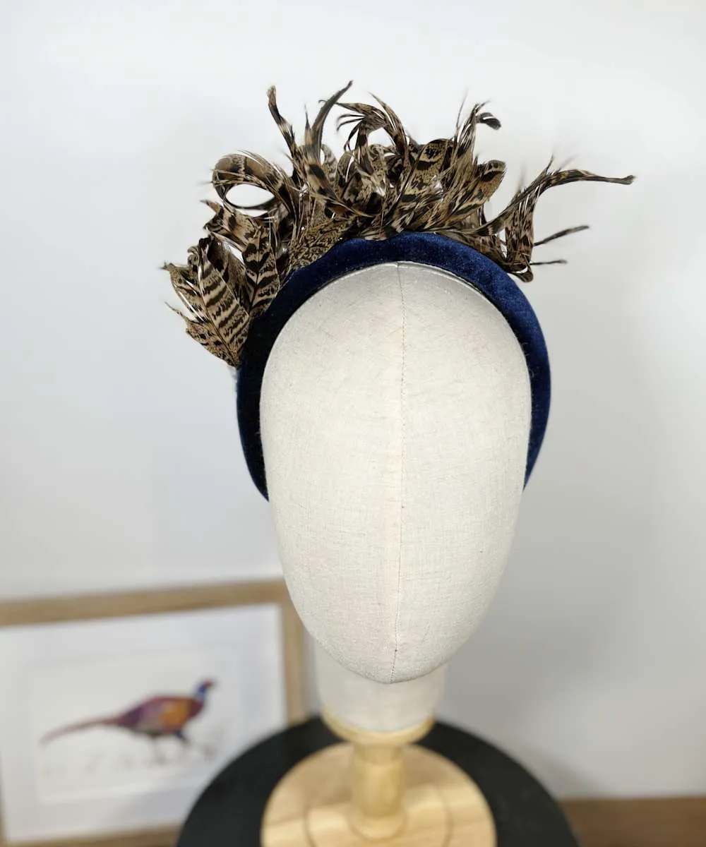 The Olivia, Luxury Velvet Alice Band (Feather Curl)