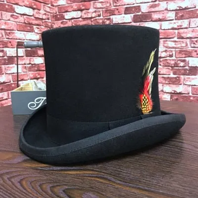 Traditional President Party Hat Steampunk Magic Hat with feather