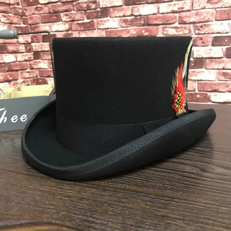 Traditional President Party Hat Steampunk Magic Hat with feather