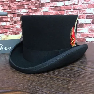 Traditional President Party Hat Steampunk Magic Hat with feather