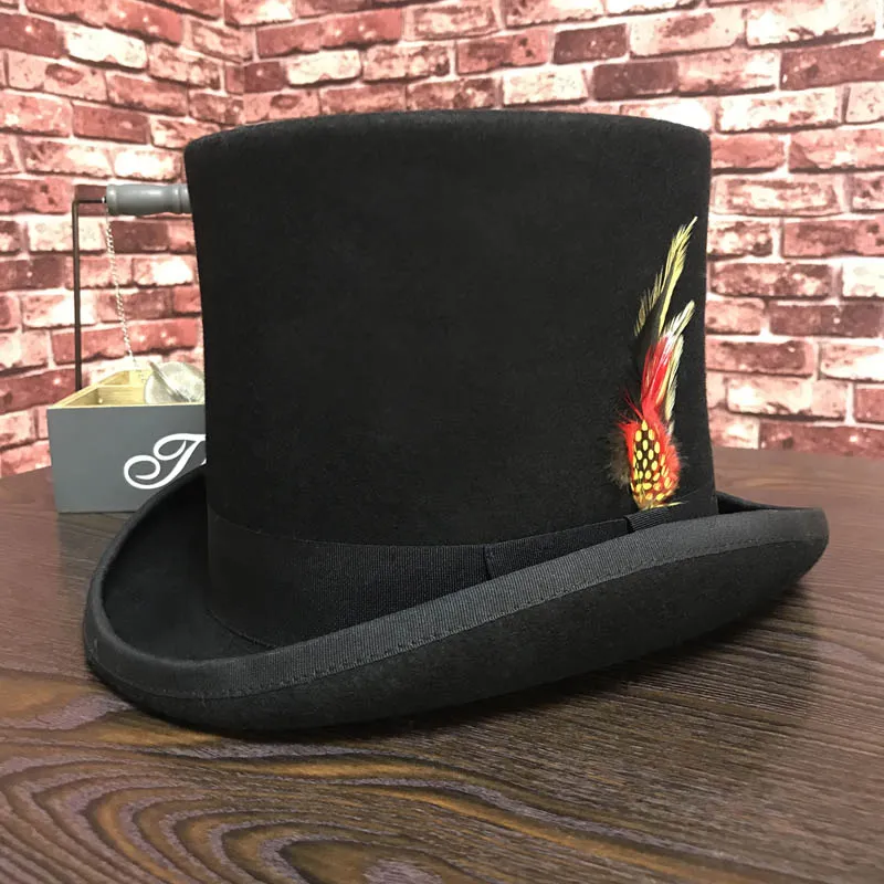 Traditional President Party Hat Steampunk Magic Hat with feather