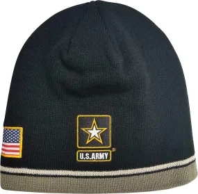 U.S. Army Beanie – Military Embroidered Battle Flag Patch Cuff Knit Hats Cap Watch Men Women One Size