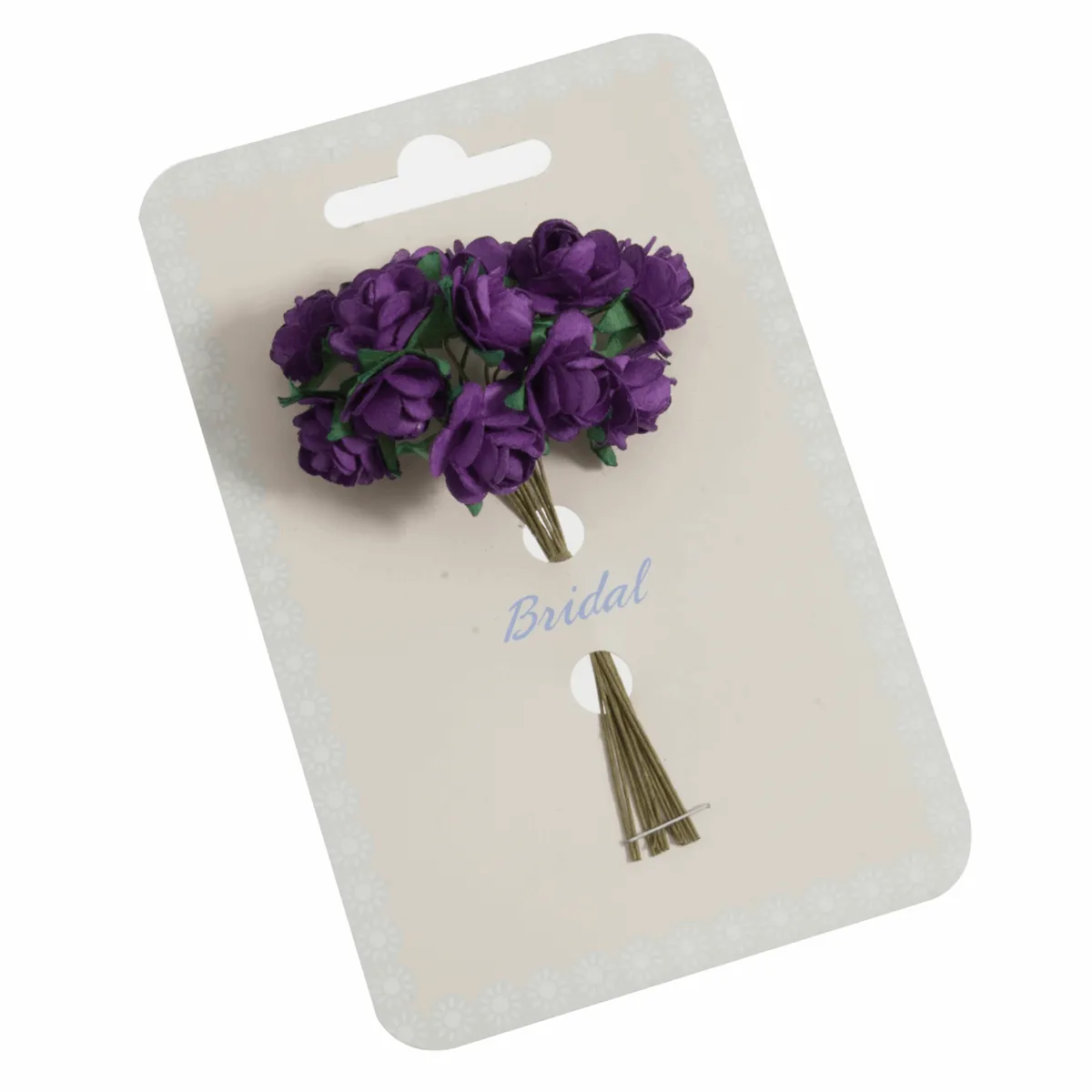 Violet Rose Paper Flowers - 14mm (Pack of 12 Stems)