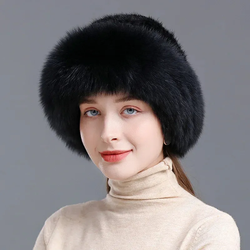 Women's Real Knit Natural Mink Fur Luxury Hat Handmade Winter Headwear