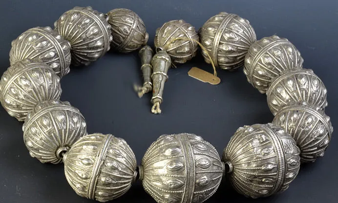 Yemen Silver Bead Necklace - Large (Unfinished)