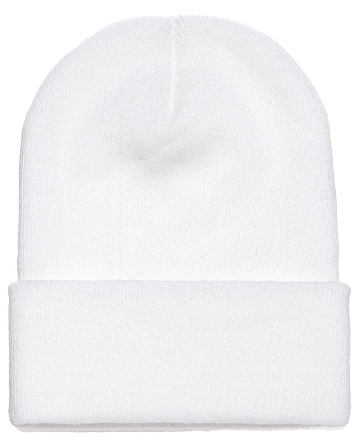 Yupoong Cuffed Custom Knit Beanies, White